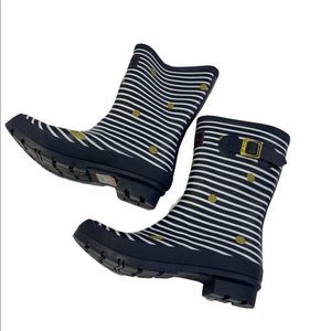 Joules Women's Molly Welly Mid Rubber Rain Ladies Boots Sailor Stripe Blue 9
